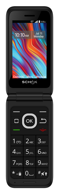 Schok Classic Flip Phone 4G/LTE (with oversized keypad) + Accessories Bundle