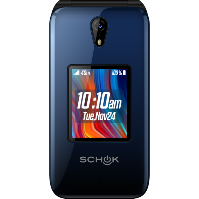 Schok Classic Flip Phone 4G/LTE (with oversized keypad) + Accessories Bundle