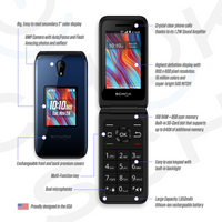 Schok Classic Flip Phone 4G/LTE (with oversized keypad) + Accessories Bundle