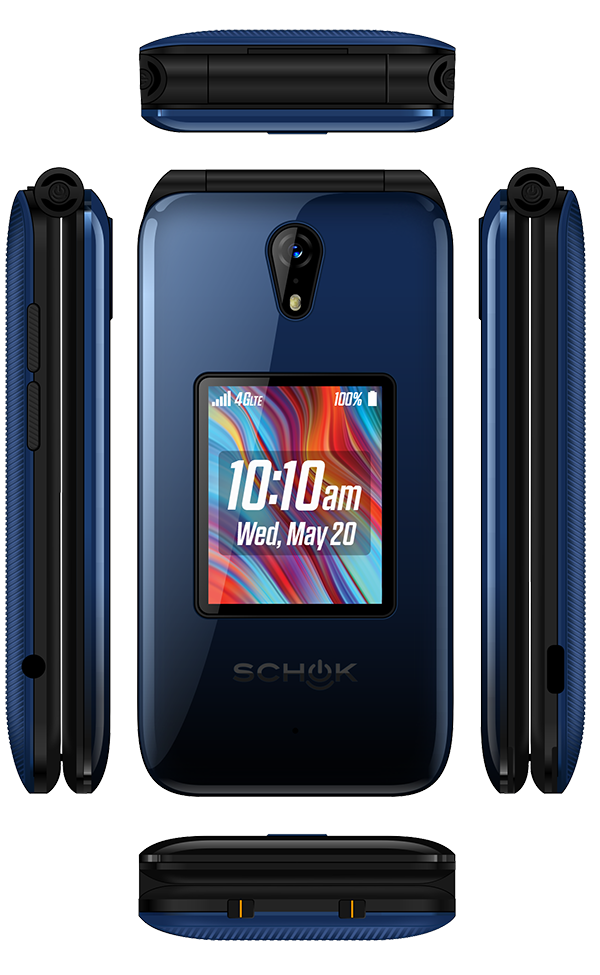 Schok Classic Flip Phone 4G/LTE (with oversized keypad) + Accessories Bundle